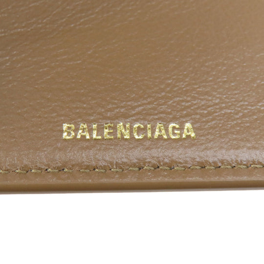 BALENCIAGA Bifold Wallet 594312 leather Brown Tri-fold Wallet BB pattern mens(Unisex) Used Authentic