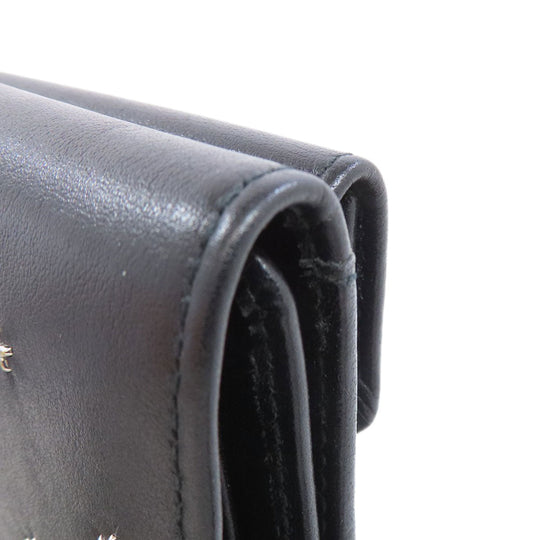 JIMMY CHOO Bifold Wallet leather black Star motif Women Used Authentic