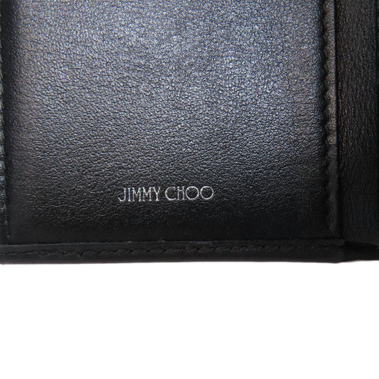JIMMY CHOO Bifold Wallet leather black Star motif Women Used Authentic
