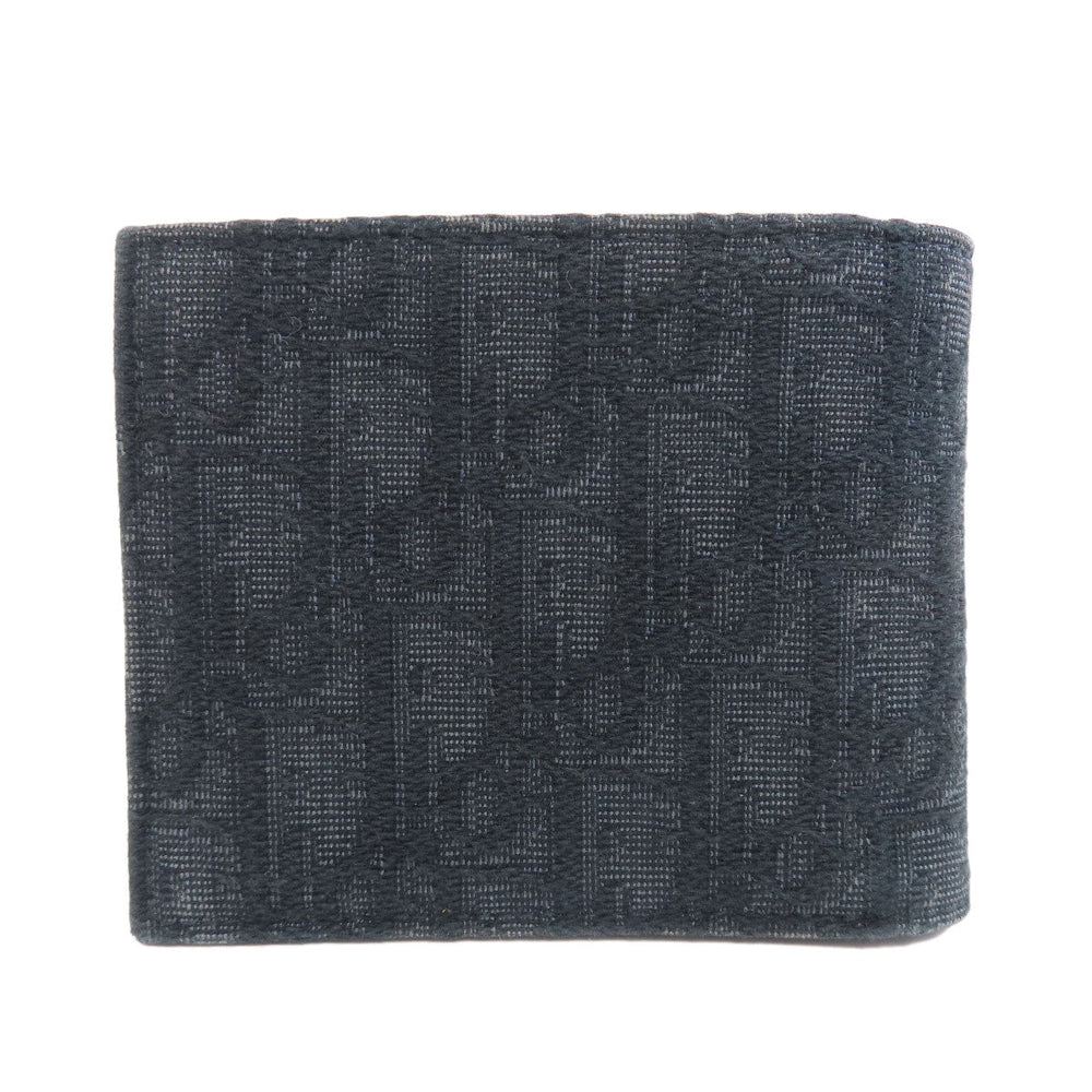 Christian Dior Bifold Wallet canvas black Oblique Wallet with Coin Case mens Used Authentic