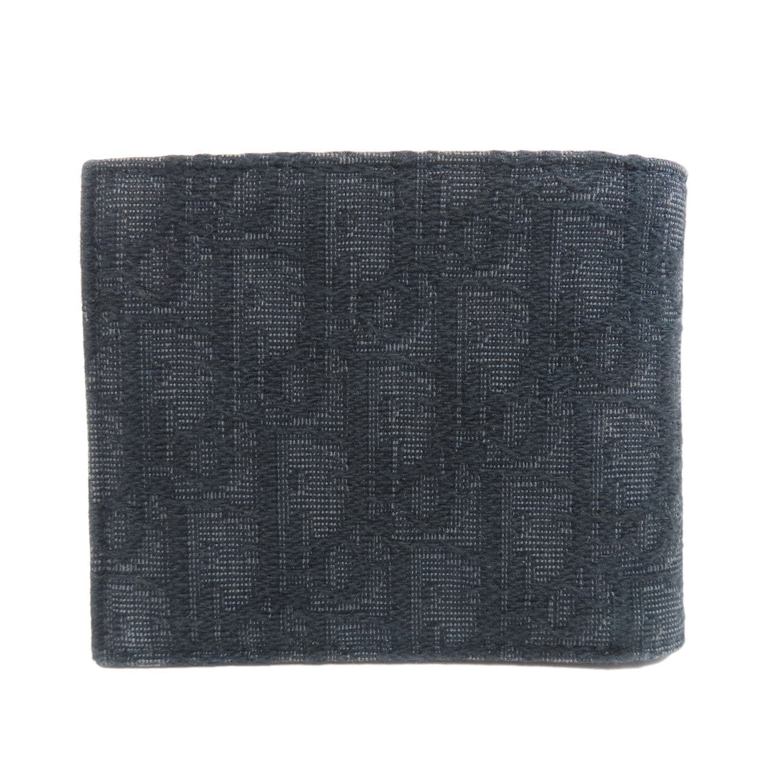 Christian Dior Bifold Wallet canvas black Oblique Wallet with Coin Case mens Used Authentic