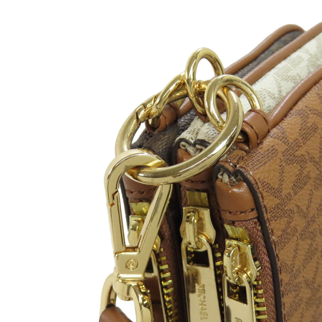 MICHAEL KORS Shoulder Bag PVC Brown MK signature Women Used Authentic