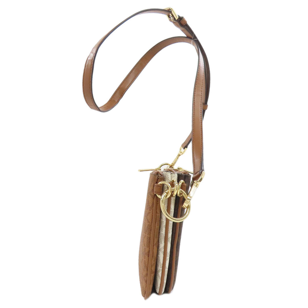 MICHAEL KORS Shoulder Bag PVC Brown MK signature Women Used Authentic
