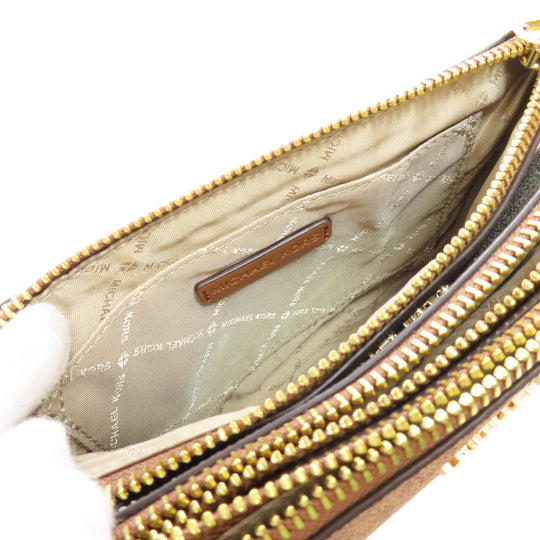 MICHAEL KORS Shoulder Bag PVC Brown MK signature Women Used Authentic