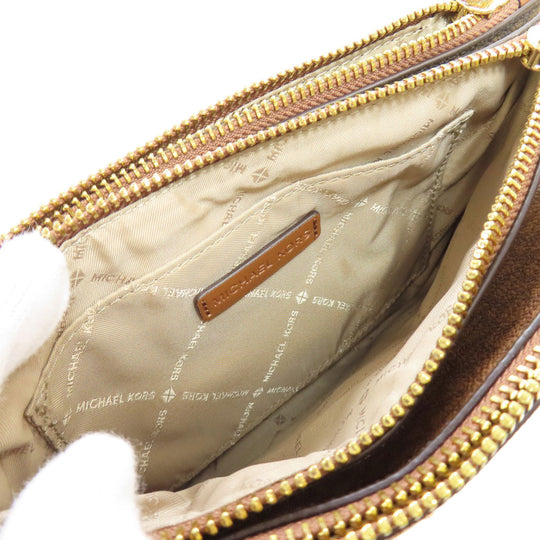 MICHAEL KORS Shoulder Bag PVC Brown MK signature Women Used Authentic