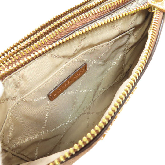 MICHAEL KORS Shoulder Bag PVC Brown MK signature Women Used Authentic