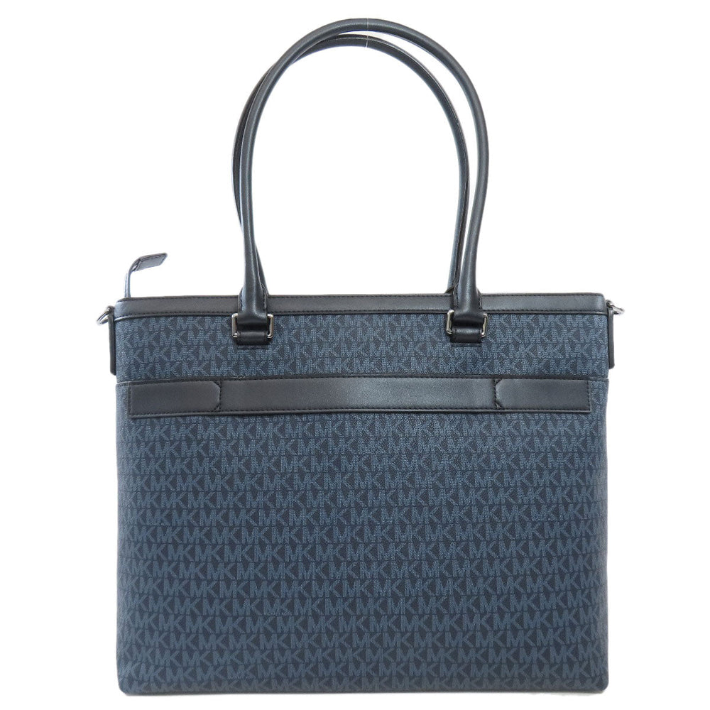 MICHAEL KORS Tote Bag PVC Navy MK Signature 2WAY Women Used Authentic