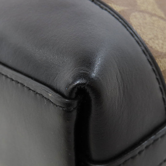 COACH Shoulder Bag F76674 PVC Brown Signature Women Used Authentic