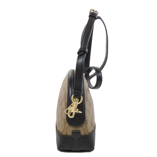 COACH Shoulder Bag F76674 PVC Brown Signature Women Used Authentic