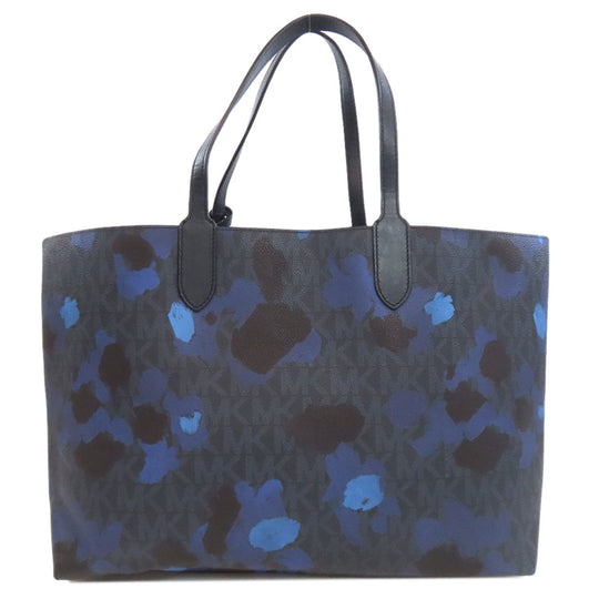 MICHAEL KORS Tote Bag PVC Navy MK signature Women Used Authentic