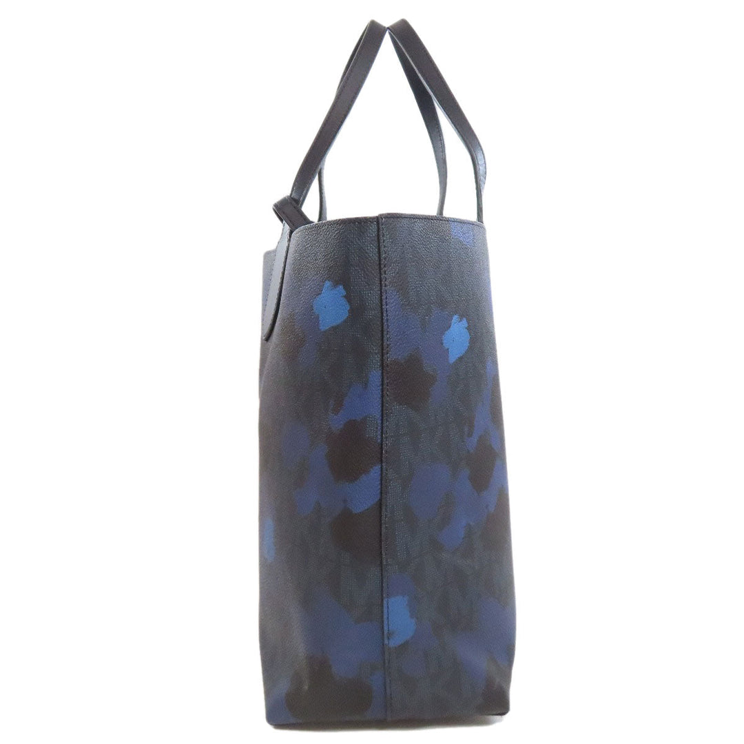 MICHAEL KORS Tote Bag PVC Navy MK signature Women Used Authentic