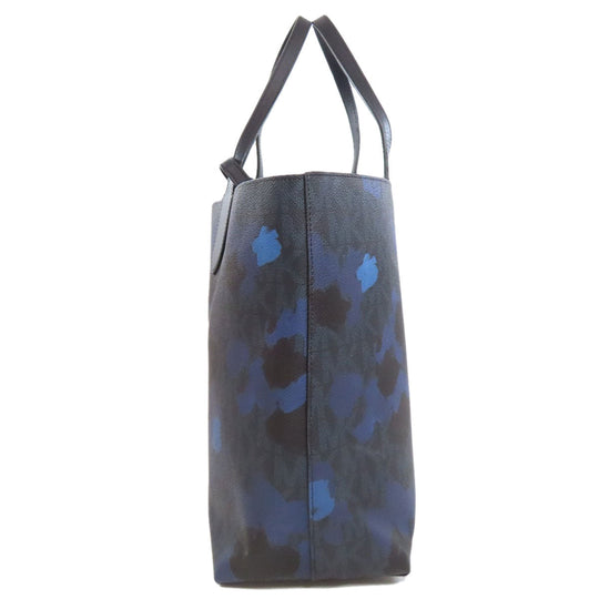MICHAEL KORS Tote Bag PVC Navy MK signature Women Used Authentic
