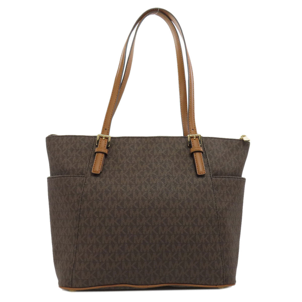MICHAEL KORS Tote Bag PVC Brown MK signature Women Used Authentic