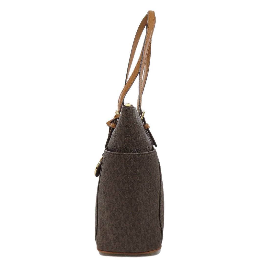 MICHAEL KORS Tote Bag PVC Brown MK signature Women Used Authentic