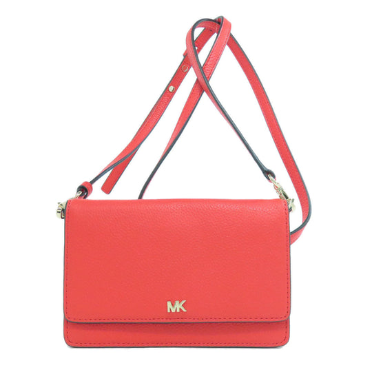 MICHAEL KORS Long Wallet Purse leather Red Shoulder wallet Women Used Authentic