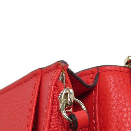 MICHAEL KORS Long Wallet Purse leather Red Shoulder wallet Women Used Authentic