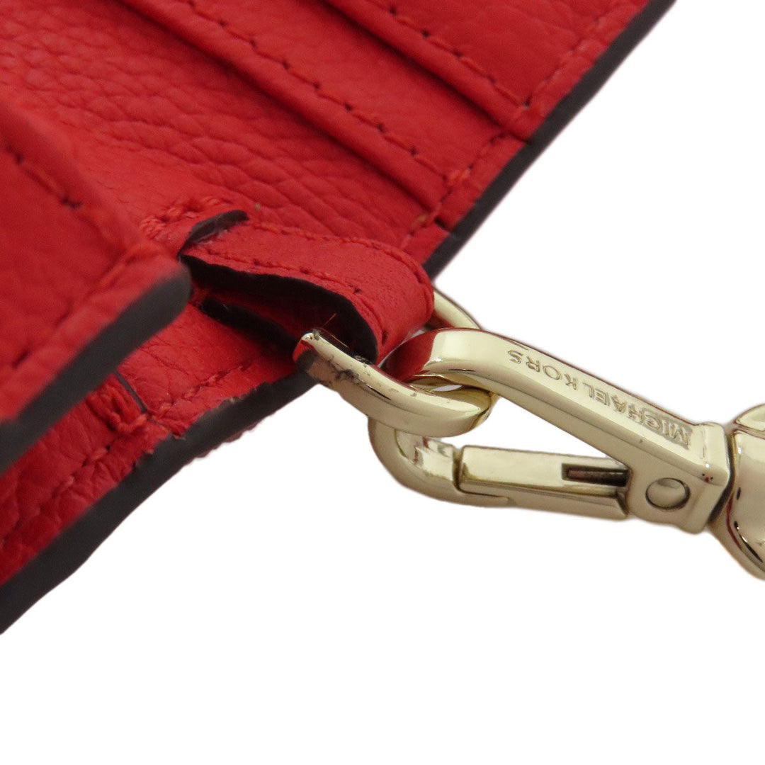 MICHAEL KORS Long Wallet Purse leather Red Shoulder wallet Women Used Authentic