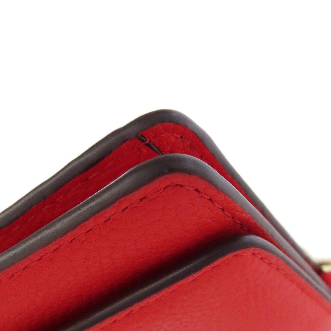 MICHAEL KORS Long Wallet Purse leather Red Shoulder wallet Women Used Authentic
