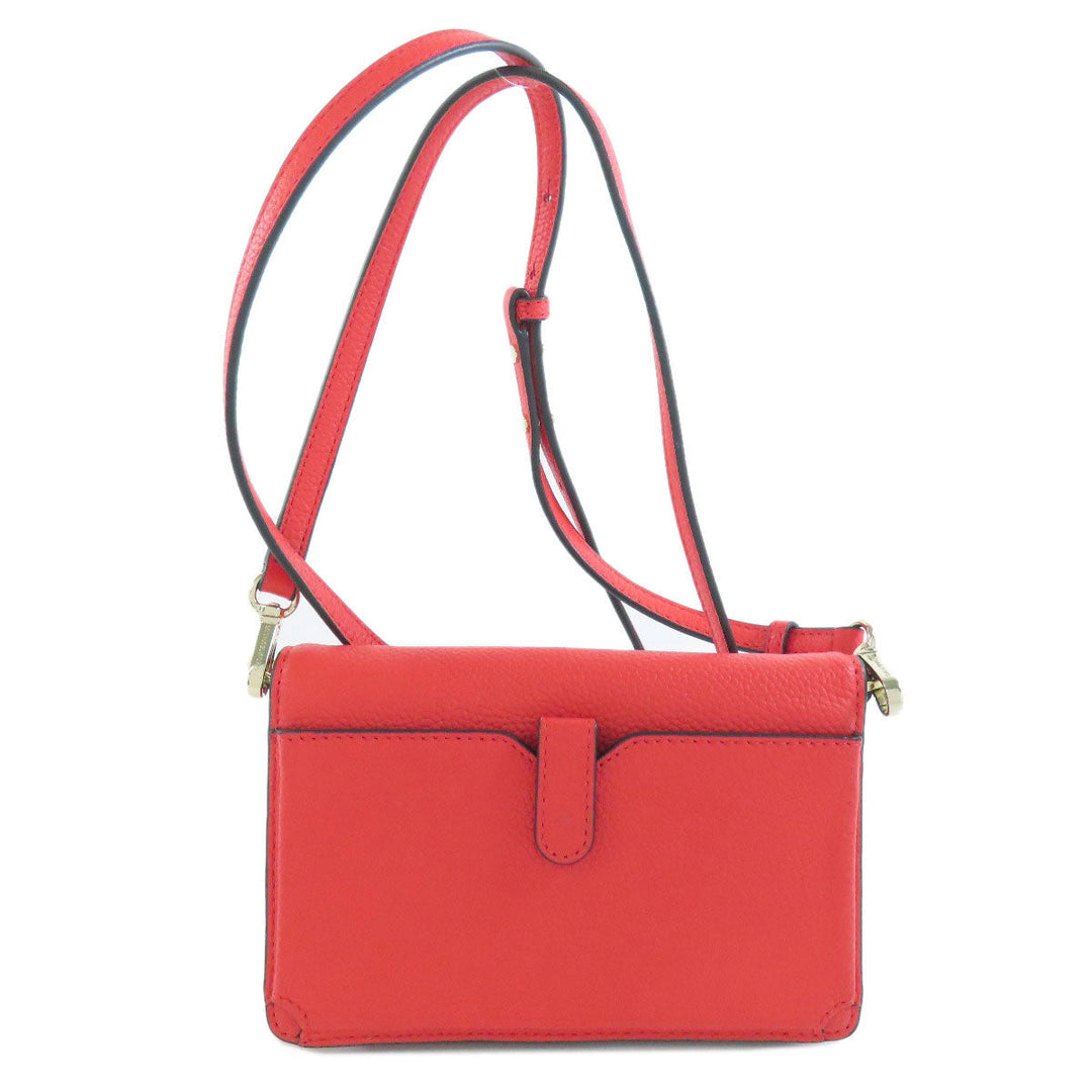 MICHAEL KORS Long Wallet Purse leather Red Shoulder wallet Women Used Authentic