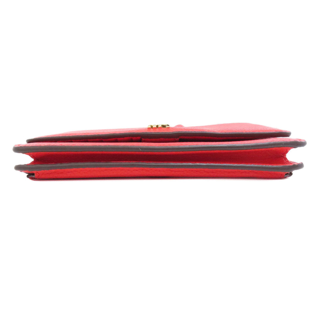 MICHAEL KORS Long Wallet Purse leather Red Shoulder wallet Women Used Authentic