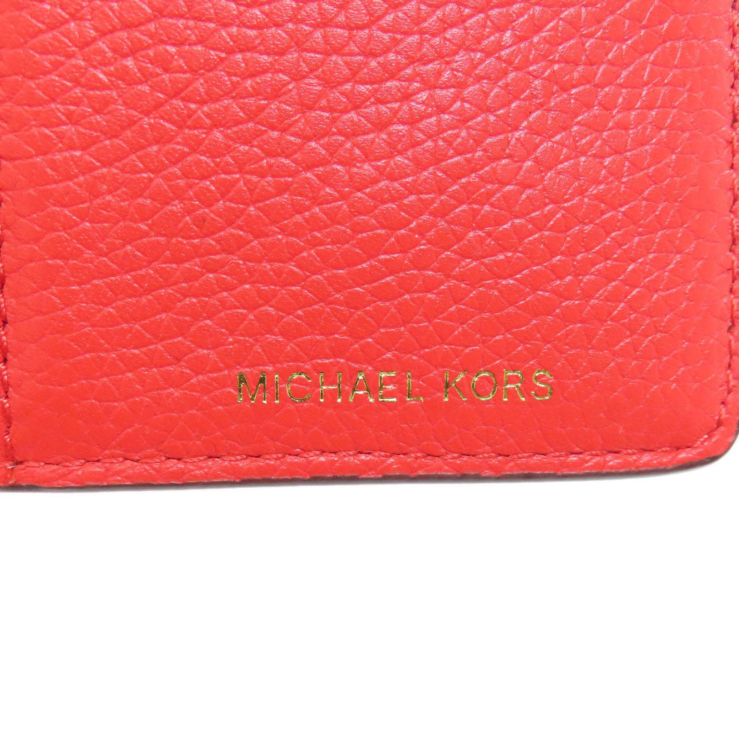 MICHAEL KORS Long Wallet Purse leather Red Shoulder wallet Women Used Authentic