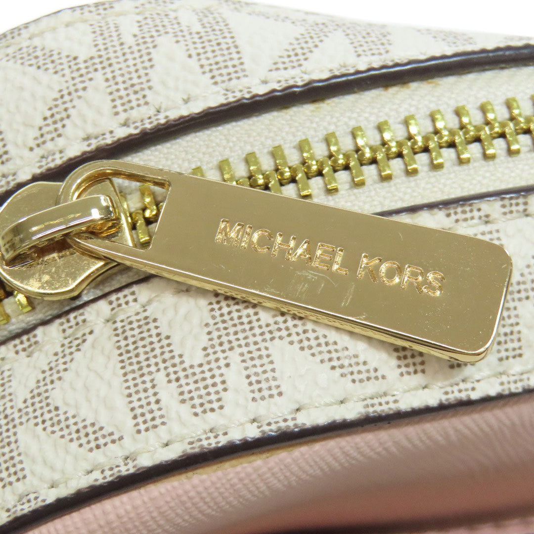 MICHAEL KORS Shoulder Bag PVC white MK signature Women Used Authentic