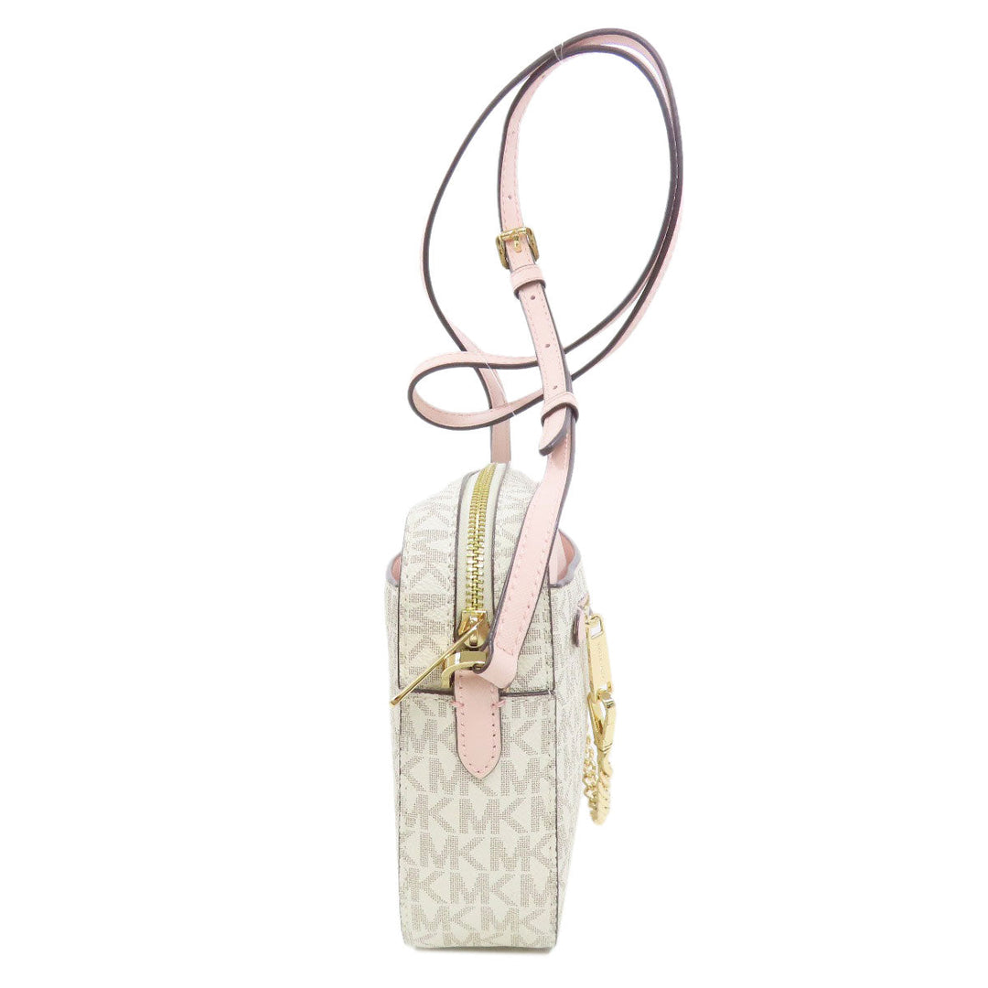 MICHAEL KORS Shoulder Bag PVC white MK signature Women Used Authentic