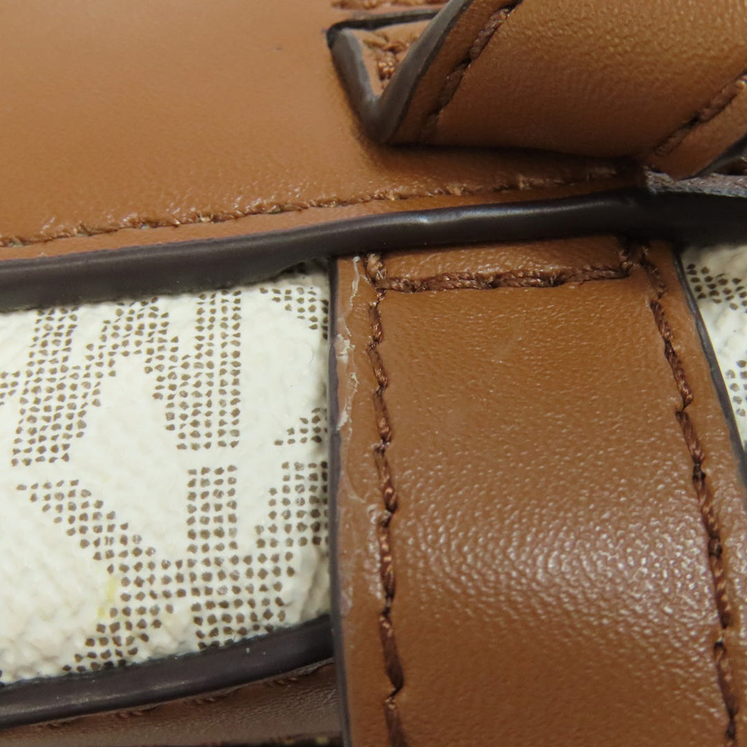 MICHAEL KORS Backpack PVC white MK signature Women Used Authentic