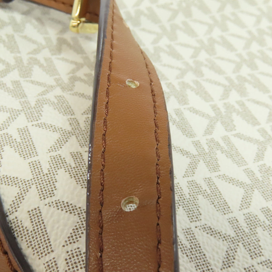 MICHAEL KORS Backpack PVC white MK signature Women Used Authentic