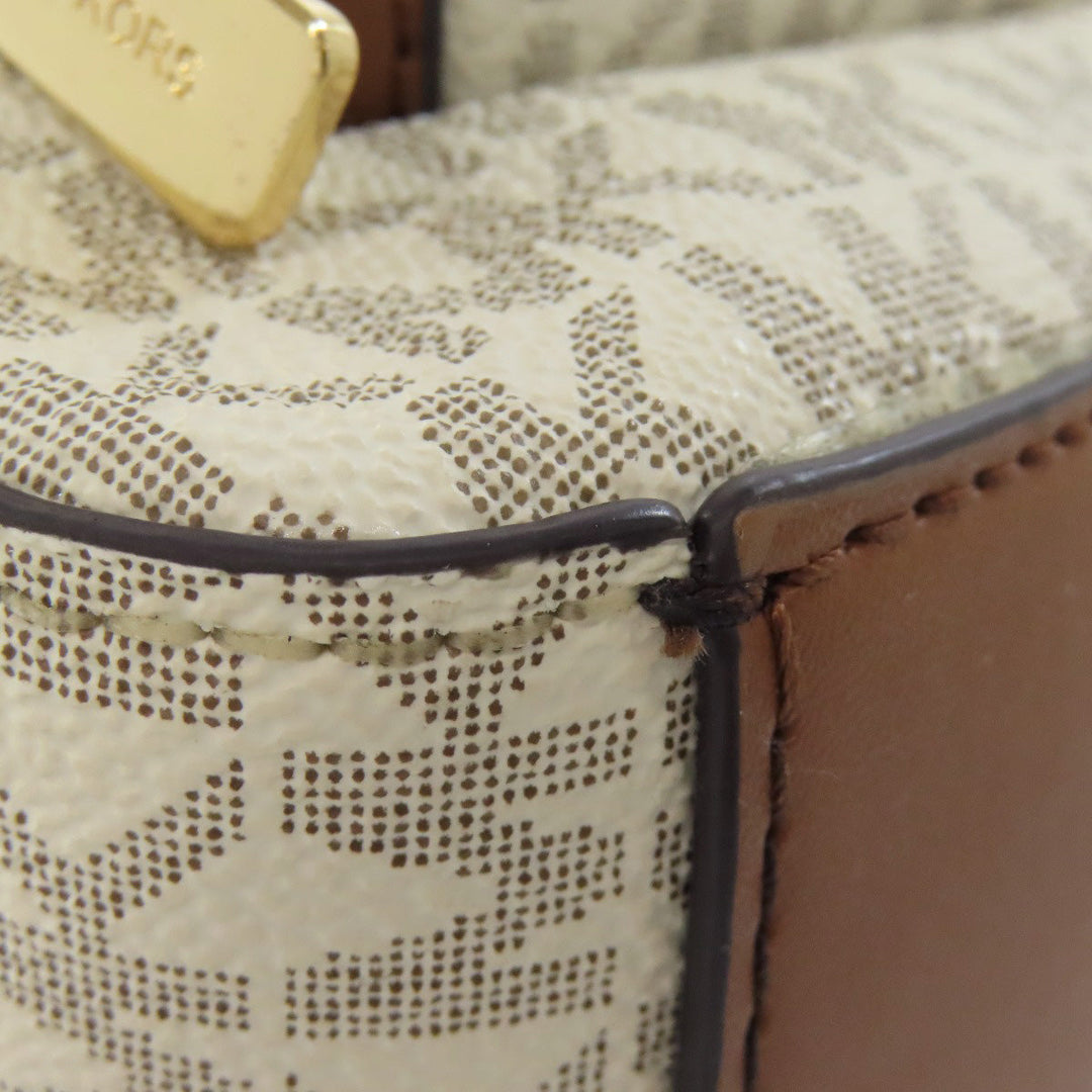 MICHAEL KORS Backpack PVC white MK signature Women Used Authentic