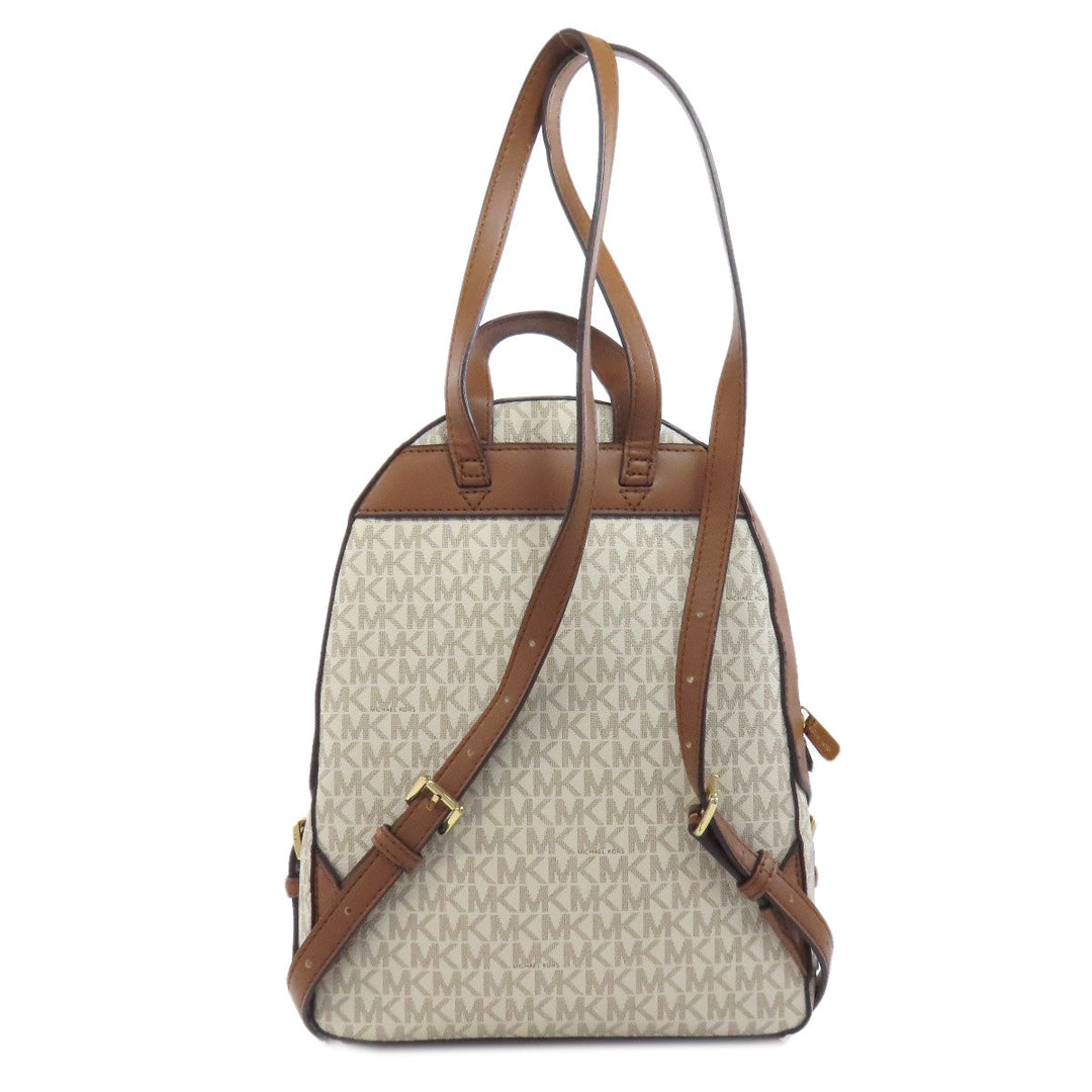 MICHAEL KORS Backpack PVC white MK signature Women Used Authentic