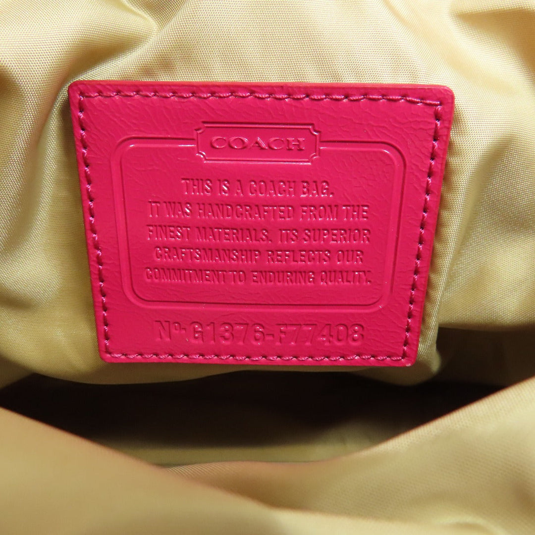 COACH Shoulder Bag F77408 Nylon pink Signature Women Used Authentic