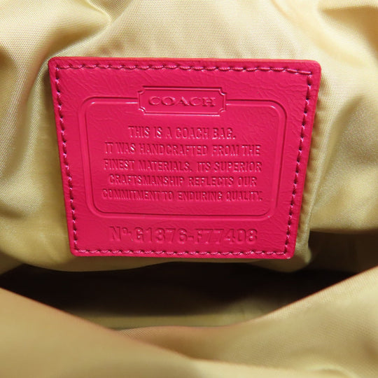 COACH Shoulder Bag F77408 Nylon pink Signature Women Used Authentic