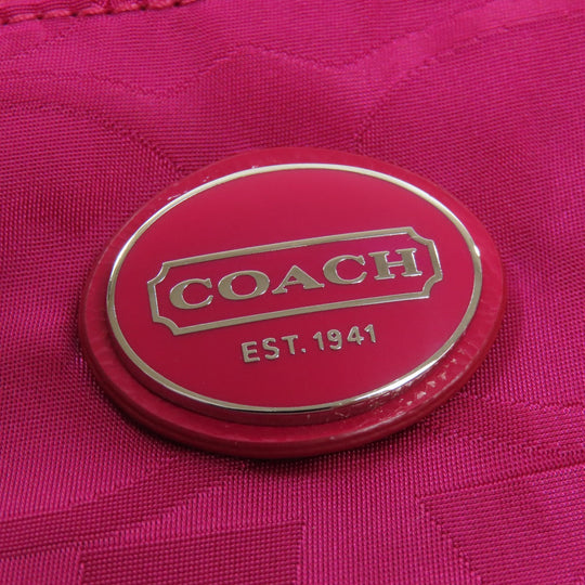 COACH Shoulder Bag F77408 Nylon pink Signature Women Used Authentic