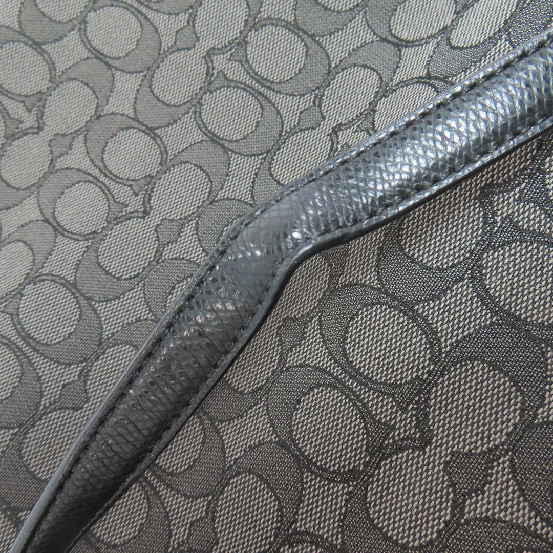 COACH Shoulder Bag F55363 canvas black Signature Women Used Authentic