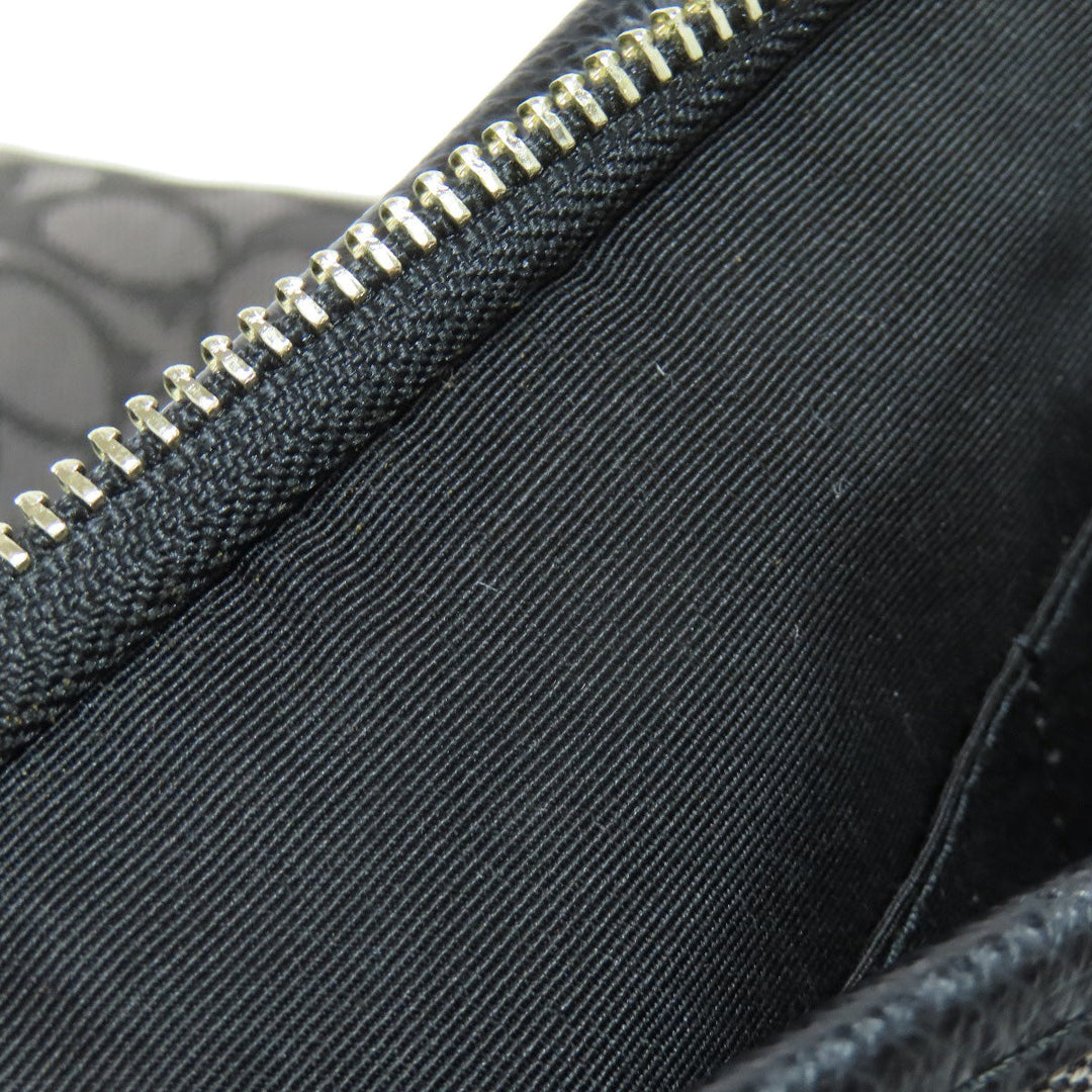 COACH Shoulder Bag F55363 canvas black Signature Women Used Authentic