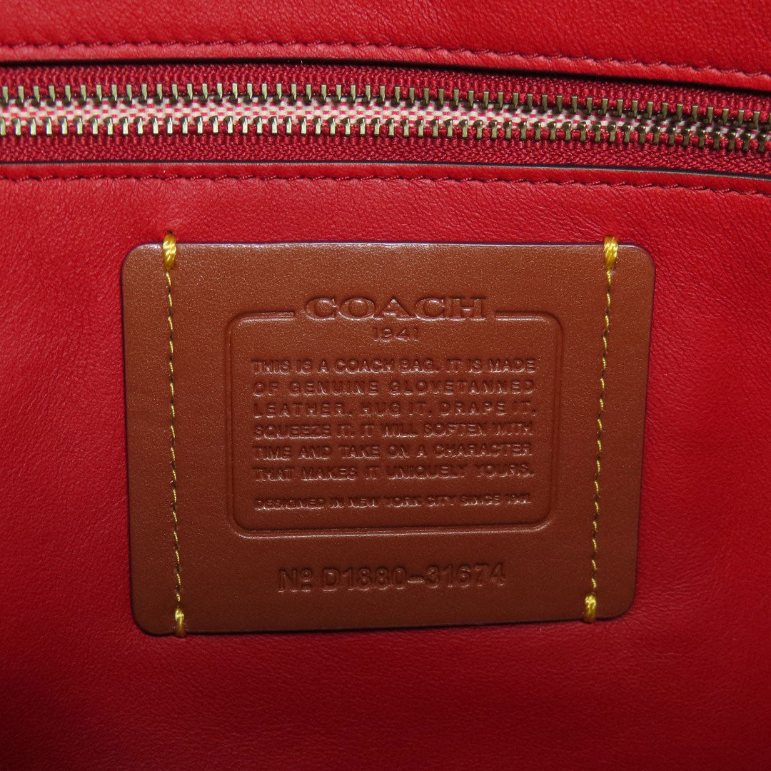 COACH Tote Bag 31674 leather Red one belt Women Used Authentic