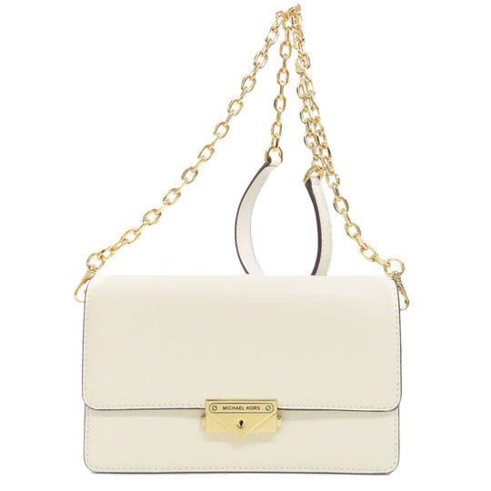 MICHAEL KORS Shoulder Bag leather white logo Women Used Authentic