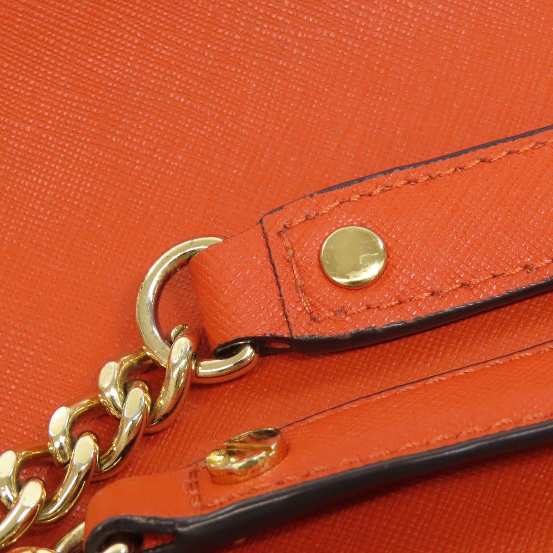 MICHAEL KORS Tote Bag PVC Orange logo Women Used Authentic