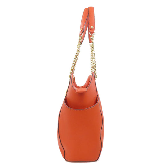 MICHAEL KORS Tote Bag PVC Orange logo Women Used Authentic