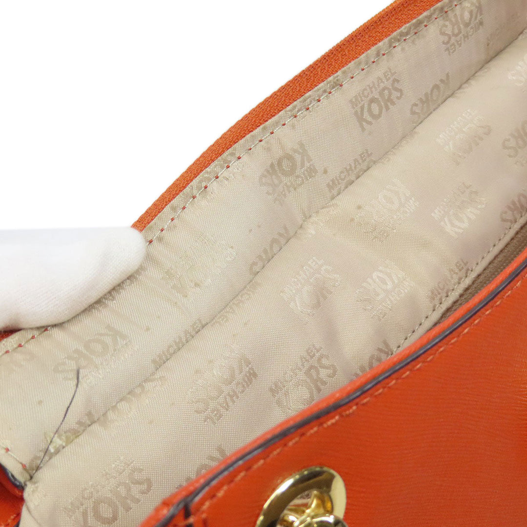 MICHAEL KORS Tote Bag PVC Orange logo Women Used Authentic