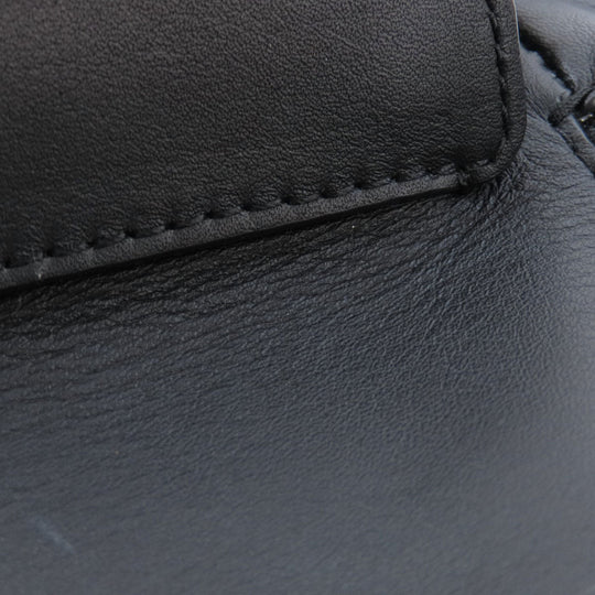 Furla Backpack leather black logo Women Used Authentic