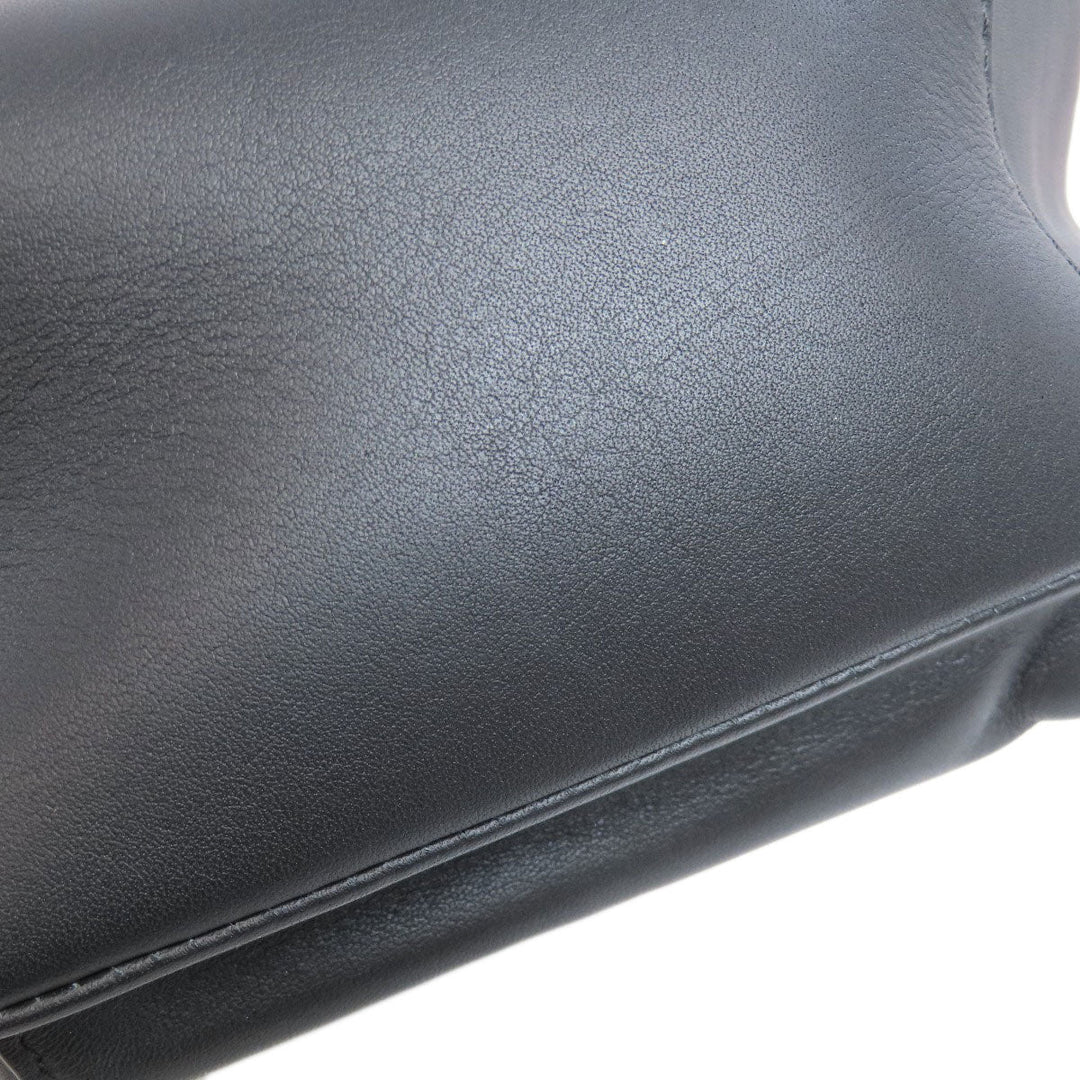 Furla Backpack leather black logo Women Used Authentic
