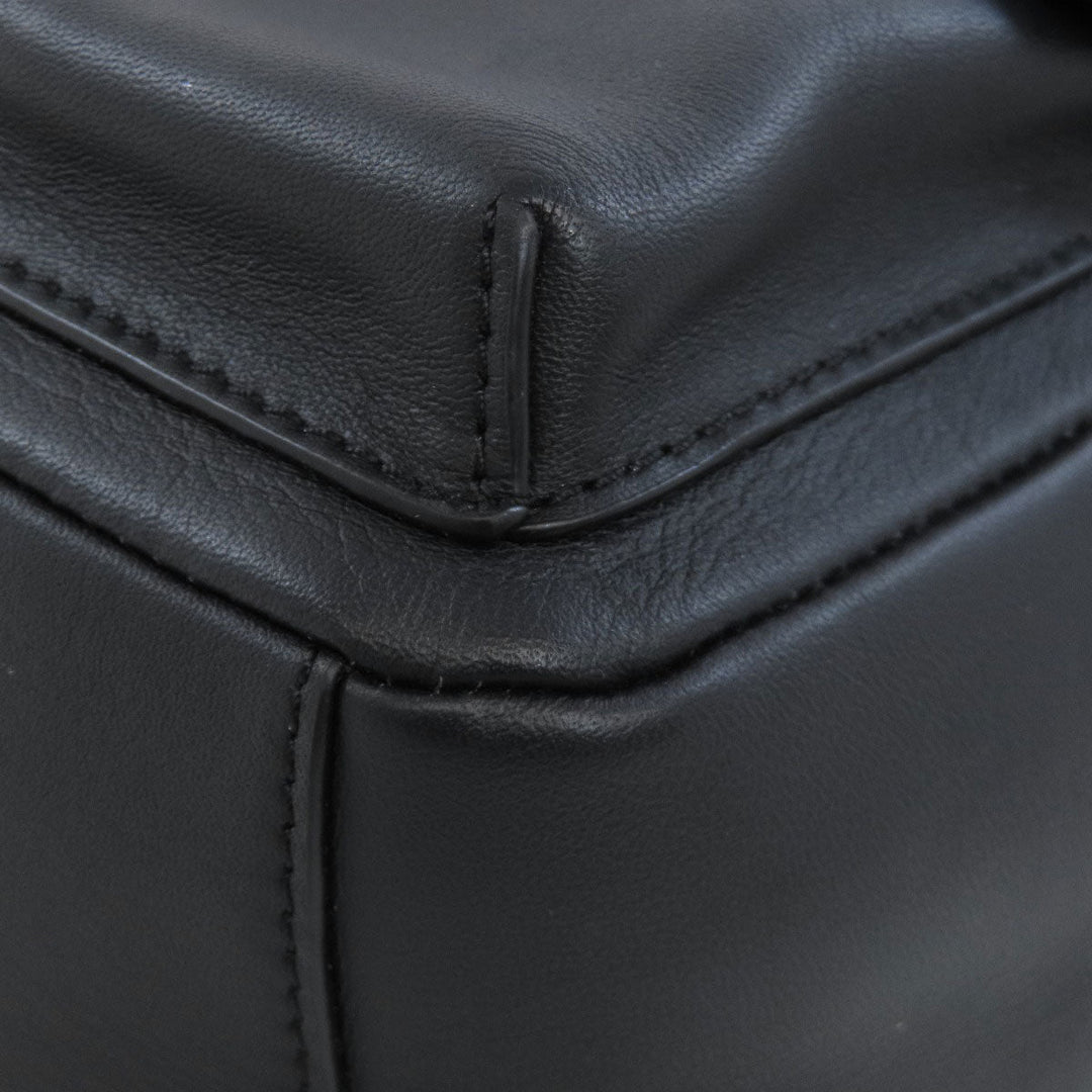 Furla Backpack leather black logo Women Used Authentic