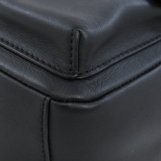 Furla Backpack leather black logo Women Used Authentic