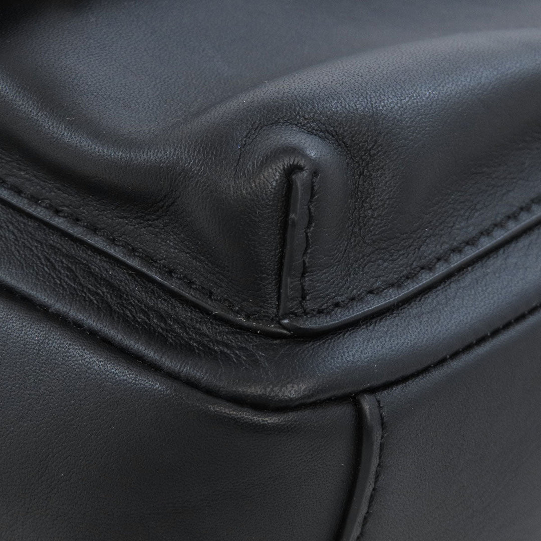 Furla Backpack leather black logo Women Used Authentic