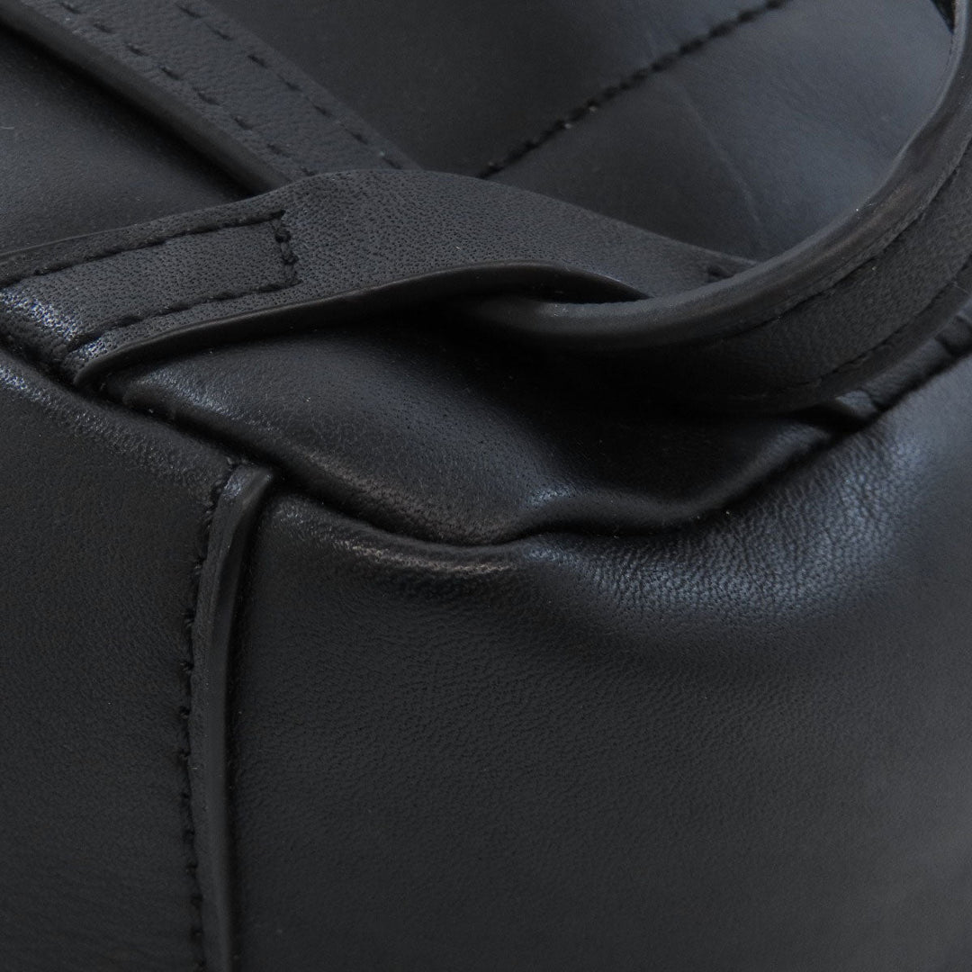 Furla Backpack leather black logo Women Used Authentic