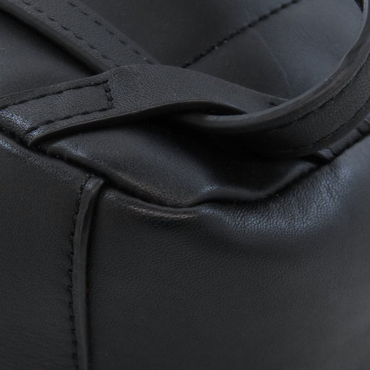Furla Backpack leather black logo Women Used Authentic