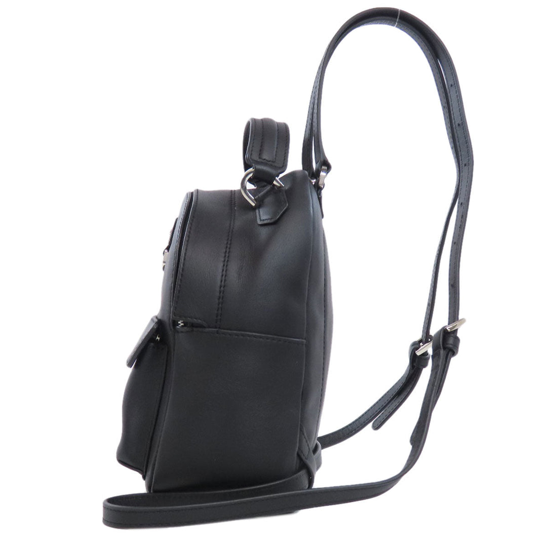 Furla Backpack leather black logo Women Used Authentic