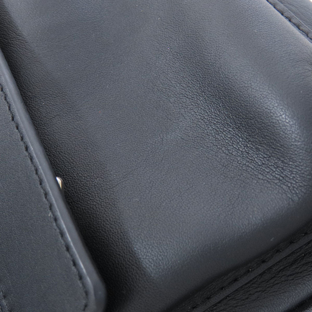 Furla Backpack leather black logo Women Used Authentic